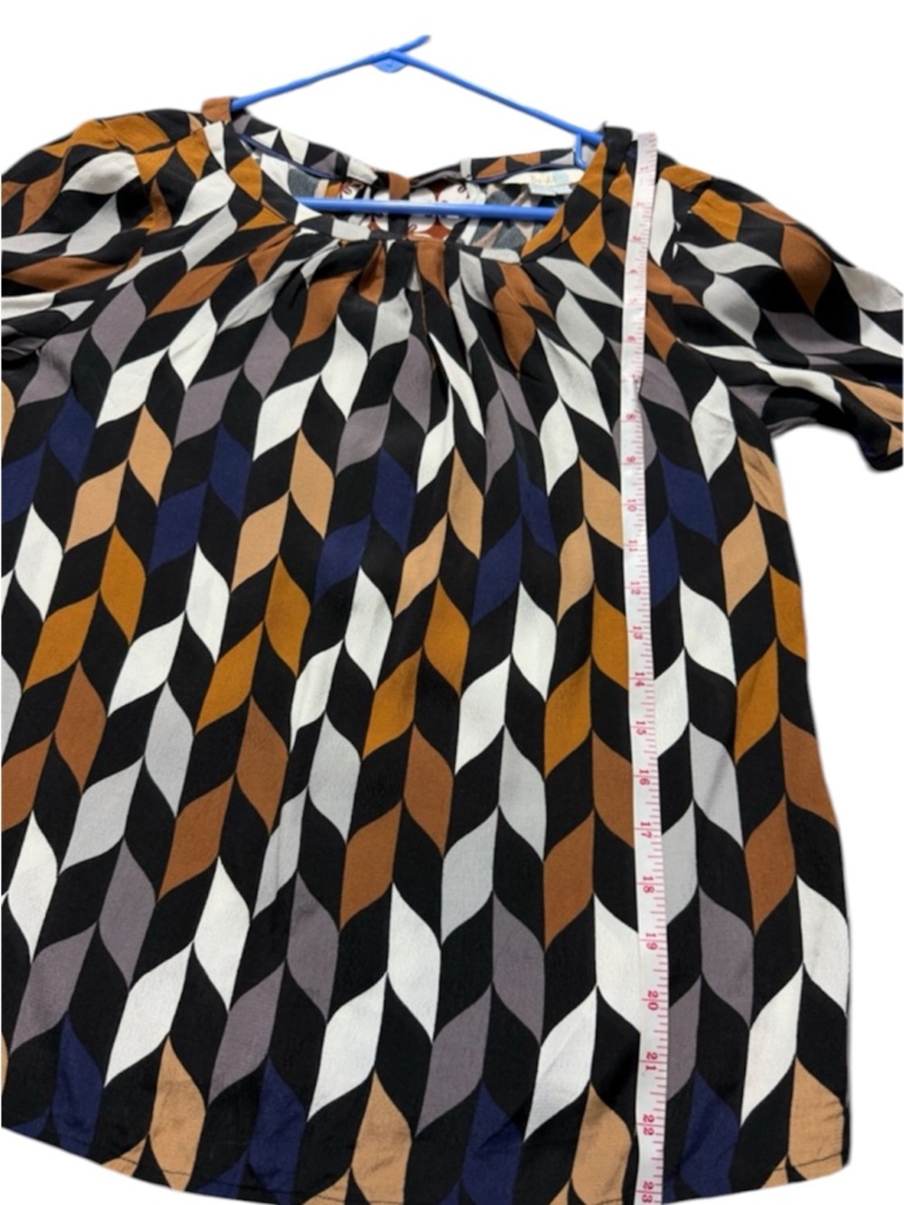 Like new Boden Geometric Print Short Sleeve Blouse - Black & Brown - Picture 5 of 9